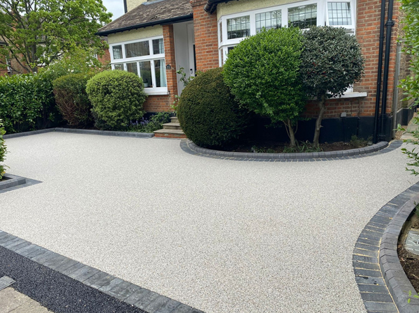 Grey resin bound driveway installation completed in croydon