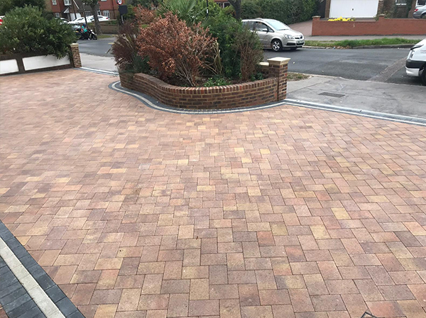 Large driveway completed with block paving